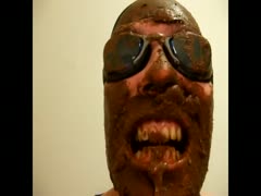 Pervert man uses his smelly shit as his facial mask